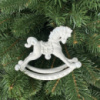 Игрушка на елку Лошадь 19616 12х9 см белая с бархатом