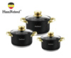Набор кастрюль Haus Roland HR131-6, 3 шт из нержавеющей стали 2,9/3,9/5,1 л. Черный (HR131-6)