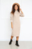 Тепле ангорове плаття міді з високим коміром «Amina» оптом | Батал| Розпродаж моделі Бежевий, 50-52