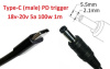 Кабель-переходник триггер PD 18-20v Type-C (max 5a, 100w) на 5.5x2.1mm 1m з USB Type-C (male) Power Delivery PD тригер (A class) 1 день гар.