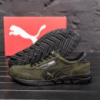 Кросівки літні Puma натуральна шкіра - вставка сітка колір: олива