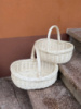 Набір білих кошиків «Лодочка» 2 шт плетені з натуральної лози з ручкою для Великодня, пасхальна корзинка