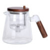 Заварник стеклянный для чая 1 л чайник для заваривания с деревянной ручкой прозрачный HP-34-7