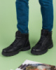 Чоловічі зимові чорні черевики із еко-шкіри