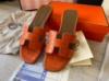 Шлепки Hermes Oran Sandal H Croco Red