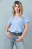 Літня блузка футболка вільного крою «Moment» оптом | Батал Блакитний, 50-52