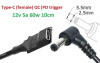Переходник для роутера 12v (2.5a, 30w) 5.5x2.5mm 8-10cm з USB Type-C (Female) Quick Charge Power Delivery QC|PD тригер (A class) 1 день гар.