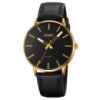 Чоловічий класичний годинник Skmei 2074GDBK Gold-Black з мінеральним склом та шкіряним ремінцем