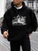 Чоловіче чорне стильне оверсайз худі з трендовим принтом