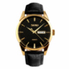 Чоловічий годинник Skmei 9073GDBK-B Gold-Black з шкіряним ремінцем та календарем