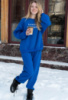 Жіночий синій спортивний костюм на флісі батал