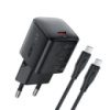 Мережевий зарядний пристрій з кабелем ACEFAST A118 PD30W mini GaN USB-C fast charger set CC Black (6974316285175)