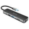 Мультиадаптер хаб Hoco HB24 6в1 Type-C to USB 3.0 (F)/ USB 2.0 (F)/ HDMI (F)/ Type-C (F)/ SD/ TF PD 60W 0.135m