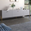 Тумба под телевизор на 3 ящика LION Wood с золотыми ножками 160х65х40 см Кашемир (LION-042996)