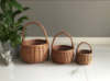 Набір дитячих кошиків «Болерка» 3 шт плетені з натуральної лози з ручкою для Великодня, пасхальна корзинка