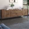 Тумба под телевизор с ящиками LION Wood с черными ножками 160х65х40 см Дуб Ливорно (LION-043128)