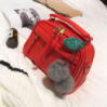 Мини сумочка с меховым брелком Красный