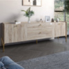 Тумба под телевизор с ящиками LION Wood с золотыми ножками 160х65х40 см Дуб Сонома (LION-043115)