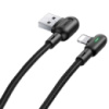 Кутовий кабель USAMS US-SJ455 U57 Lightning Dual Right-angle Cable With Colorful Light (1.2m), Чорний - купити в SmartEra.ua