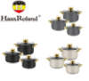 Набор кастрюль Haus Roland HR131-11 (3 шт) из нержавеющей стали 2,9/3,9/5,1 л, с гранитным покрытием, Черный Серый и бежевый