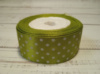 Стрічка атласна в горох. Колір: Оливковий. Розмір: 2,5 см