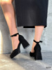 Туфлі чорні, екозамша, каблук: 8,5 см, платформа: 2 см