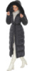 Куртка женская зимняя длинная с опушкой из кролика на капюшоне и поясом - 59485 морионовый цвет