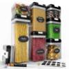 Набір контейнерів FOOD Storage Container Set для зберігання їжі, сипких та круп ∙ 7 ємностей з герметичними кришками ∙ 10 стікерів - етикеток +...