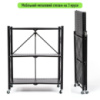 Стелаж мобільний триярусний універсальний розкладний з нержавіючої сталі 89х72х34см Чорний SW-00002097