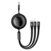 Кабель Baseus Bright Mirror 2 Series Retractable 3-in-1 Fast Charging  Data Cable USB to M+L+C 66W 1.1m Black (CAMJ010101)