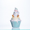 Новогодняя декоративная фигурка с подсветкой 10×10×17.5 см Новогодний декор Санта-Клаус на кексе из фарфора CR-6-7