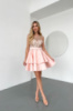 Коктейльна Сукня Міні Гліттер Два Волана 25019 Персикова