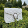 Женская мини сумочка клатч Подкова стеганная, маленькая сумка на цепочке в стиле Гучи Белый