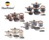 Набор посуды Haus Roland HR120-1 (14 предметов) из нержавеющей стали: кастрюли 2,6/3,6/6,1 л; ковш 1,9 л; сковорода 2,9 л; чайник