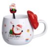 Новогодняя фарфоровая чашка с ложкой Merry Christmas 400 (мл) Красный Yiwu FM-CS-19A