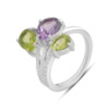 Серебряное кольцо CatalogSilver с натуральным аметистом, хризолітом, вес изделия 5,04 гр (2183372) 18.5 размер