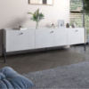 Тумба под телевизор на 3 ящика LION Wood с черными ножками 160х65х40 см Бетон style (LION-043094)
