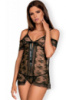 Пеньюар прозорий Obsessive Jennifairy babydoll, Чорний, S, M, S/M