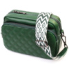 Невелика жіноча сумка прошита ромбами на лицьовій стороні з натуральної шкіри 722635 Зелена