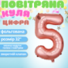 Воздушный шар в виде цифры 5 розовое золото,32 дюйма, фольгированый, для праздника дня рождения,годовщин