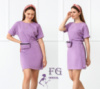 Жіноче літнє плаття з сумочкою на поясі «Амбер» оптом | Норма і батал | Розпродаж моделі 46-48, Ліловий