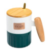 Чашка фарфоровая с бамбуковой крышкой и ручкой 400 мл Зеленая HP7204GR
