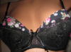 Шикарний бюстгальтер JASSIRE 80В чорний в трояндах з мереживом