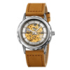 Чоловічий механічний годинник Skmei M035LSILTBN Silver-Light Brown Leather з автопідзаводом та шкіряним ремінцем