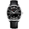 Чоловічий наручний годинник Curren 8365 Silver-Black зі сріблястим корпусом та шкіряним ремінцем