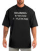 Чорна літня легка чоловіча оверсайз футболка з принтом