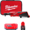 Гайковерт-трещітка акумуляторний 3/8'' MILWAUKEE, M12 IR-201B, 47Нм (зарядний пристрій С12 С, 1 акумулятор М12 В2 2Аг, сумка)