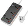 Сетевое зарядное устройство удлинитель Hoco AC8A 3 USB/Type-C PD QC 30W 3 розетки 1.5m черный