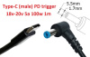 Кабель-переходник триггер PD 18-20v Type-C (max 5a, 100w) на 5.5x1.7mm 1m з USB Type-C (male) Power Delivery PD тригер (A class) 1 день гар.
