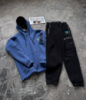Зимовий спортивний костюм з начосом індиго худі + чорні штани RAPID Grand